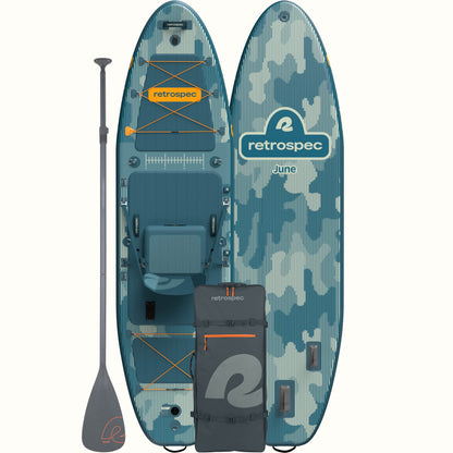 June Inflatable Fishing Paddle Board Kayak Hybrid 11’6” | Retrospec
