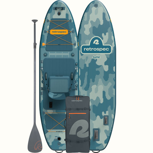 June Inflatable Fishing Paddle Board Kayak Hybrid 11’6” | Retrospec