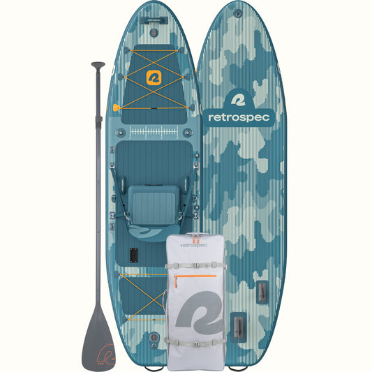 June Nano Kids Inflatable Fishing Paddle Board Kayak Hybrid 9'6" | Retrospec