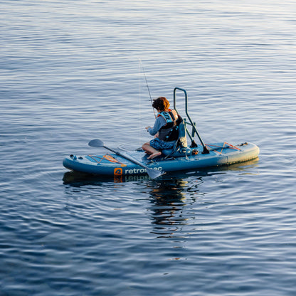 June Nano Kids Inflatable Fishing Paddle Board Kayak Hybrid 9'6" | Retrospec