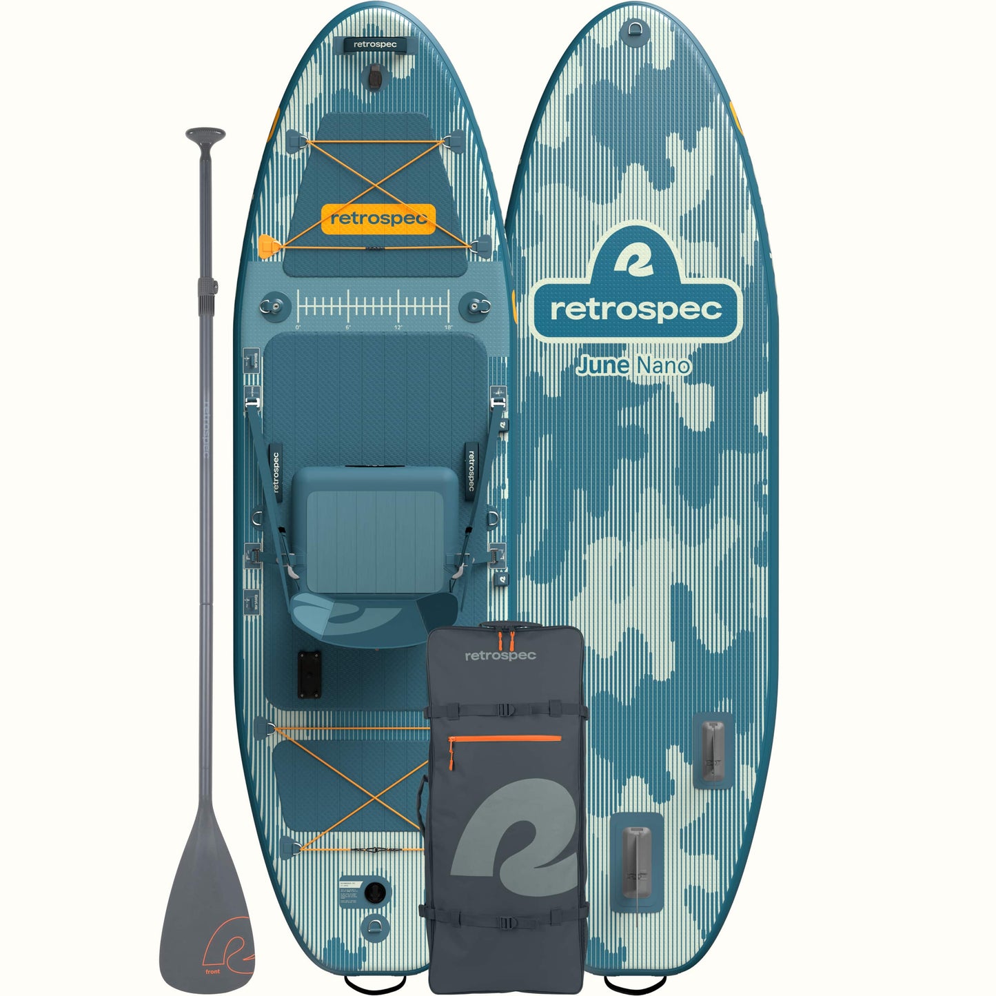 June Nano Kids Inflatable Fishing Paddle Board Kayak Hybrid 9'6" | Retrospec