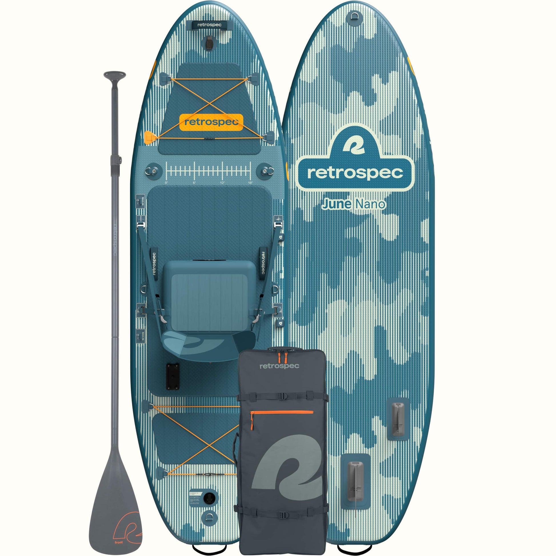 June Nano Kids Inflatable Fishing Paddle Board Kayak Hybrid 9'6" | Retrospec