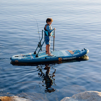 June Nano Kids Inflatable Fishing Paddle Board Kayak Hybrid 9'6" | Retrospec