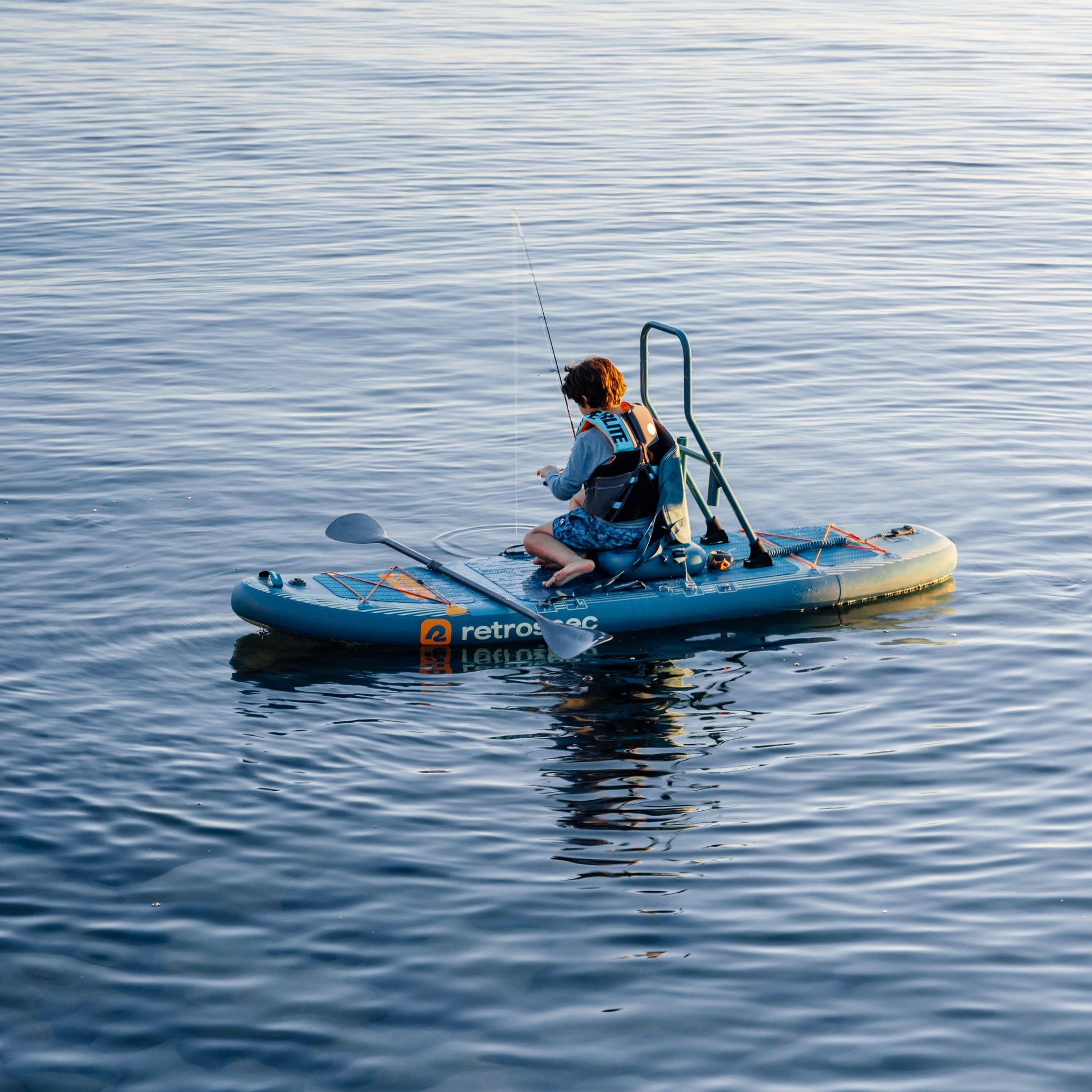 June Nano Kids Inflatable Fishing Paddle Board Kayak Hybrid 9'6" | Retrospec