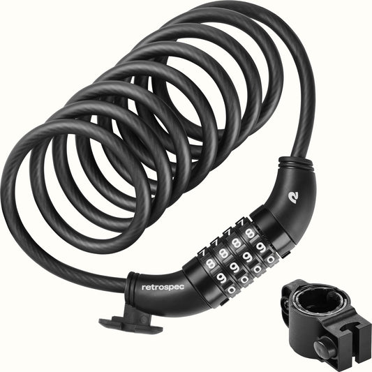 Grizzly Integrated Combo Cable Bike Lock - 8mm | Retrospec